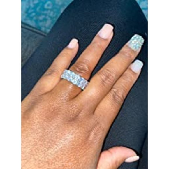 14K Silver / Gold Plated Iced Out Lab Diamond 9mm 2Rows Round Cut  Band … - Picture 7 of 14